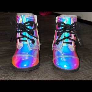 Holographic toddler combat boots